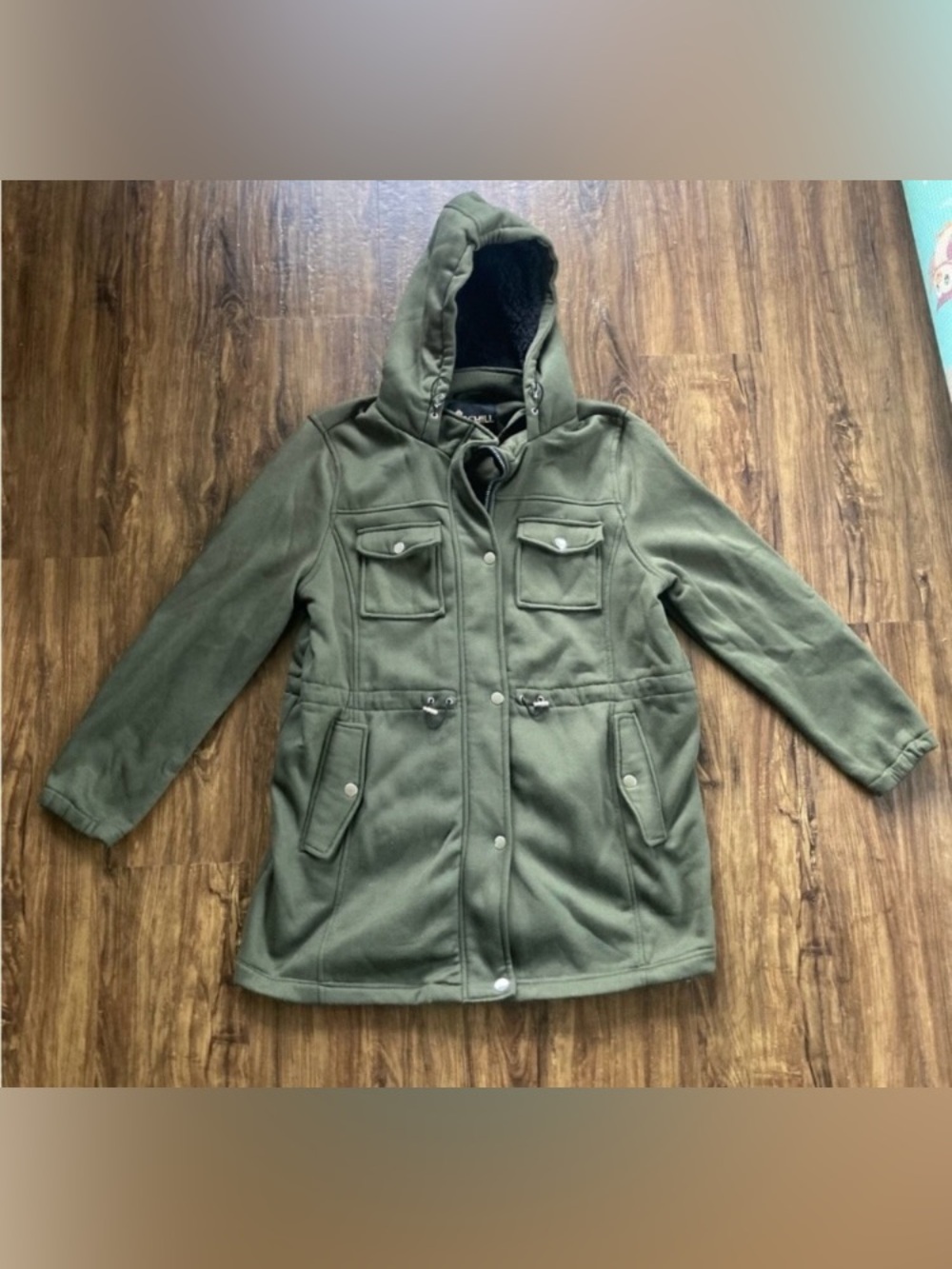 Olive Green Hooded Parka Coat